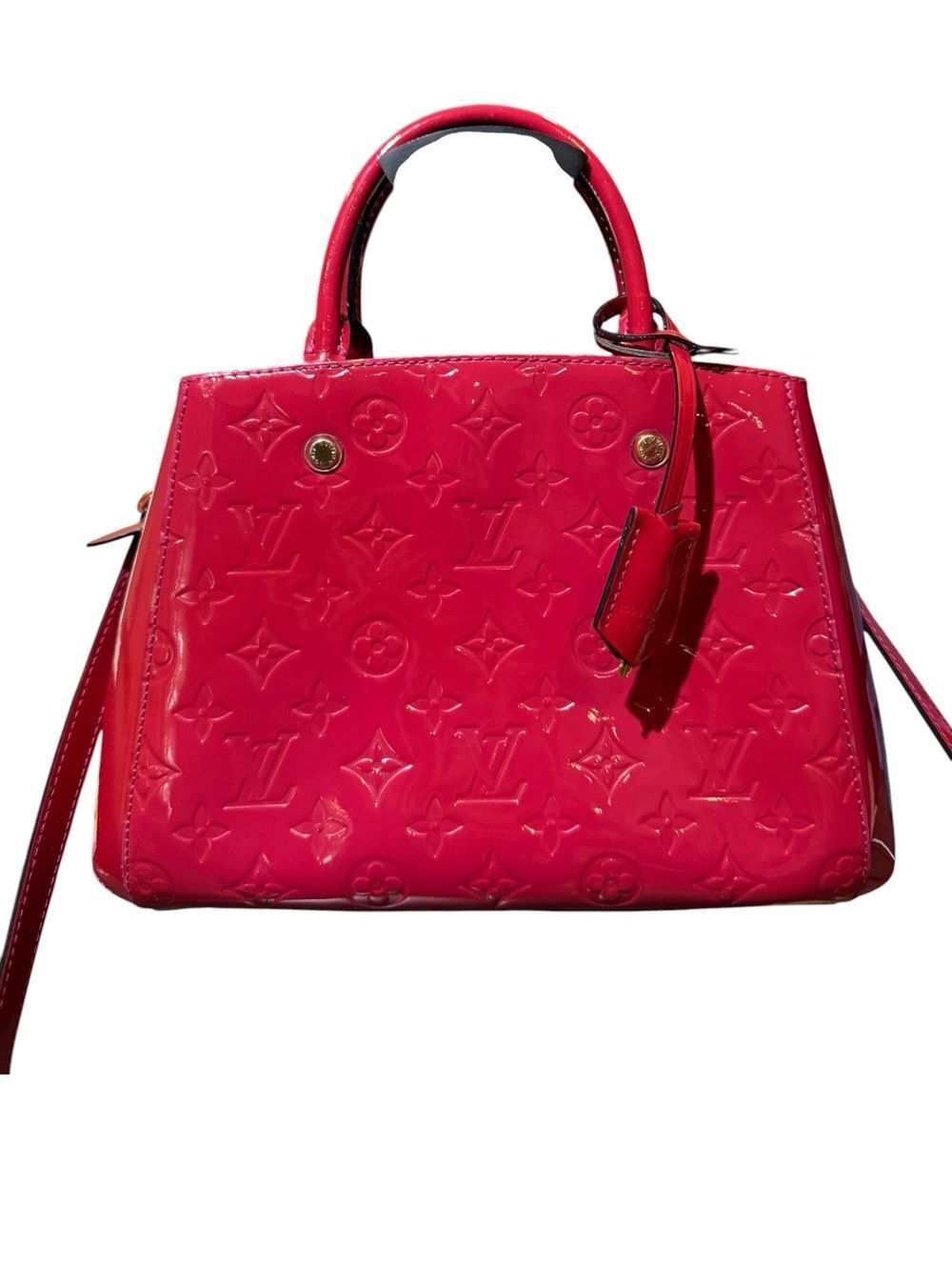 Louis Vuitton Vernis Pink Patent LV Monogram Top Handle Montaigne BB Satchel